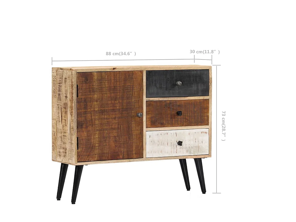 Buffet 88x30x73 cm Bois de manguier massif