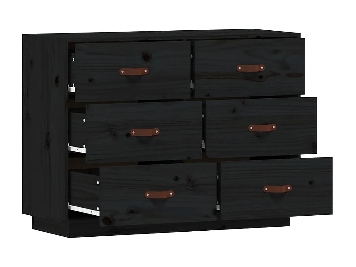 Sideboard Schwarz 100x40x75 cm Massivholz Kiefer