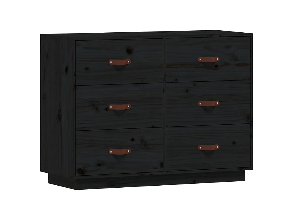 Buffet Noir 100x40x75 cm Bois massif de pin