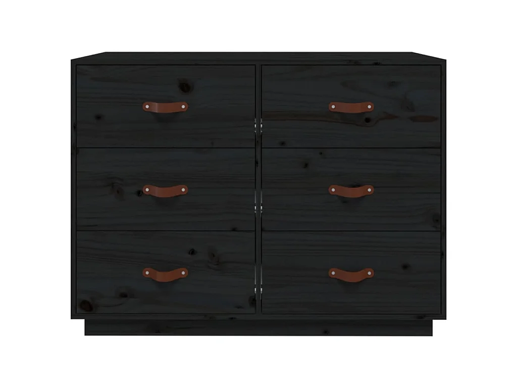 Buffet Noir 100x40x75 cm Bois massif de pin
