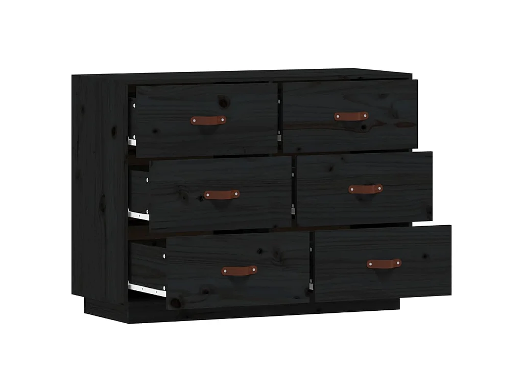 Buffet Noir 100x40x75 cm Bois massif de pin