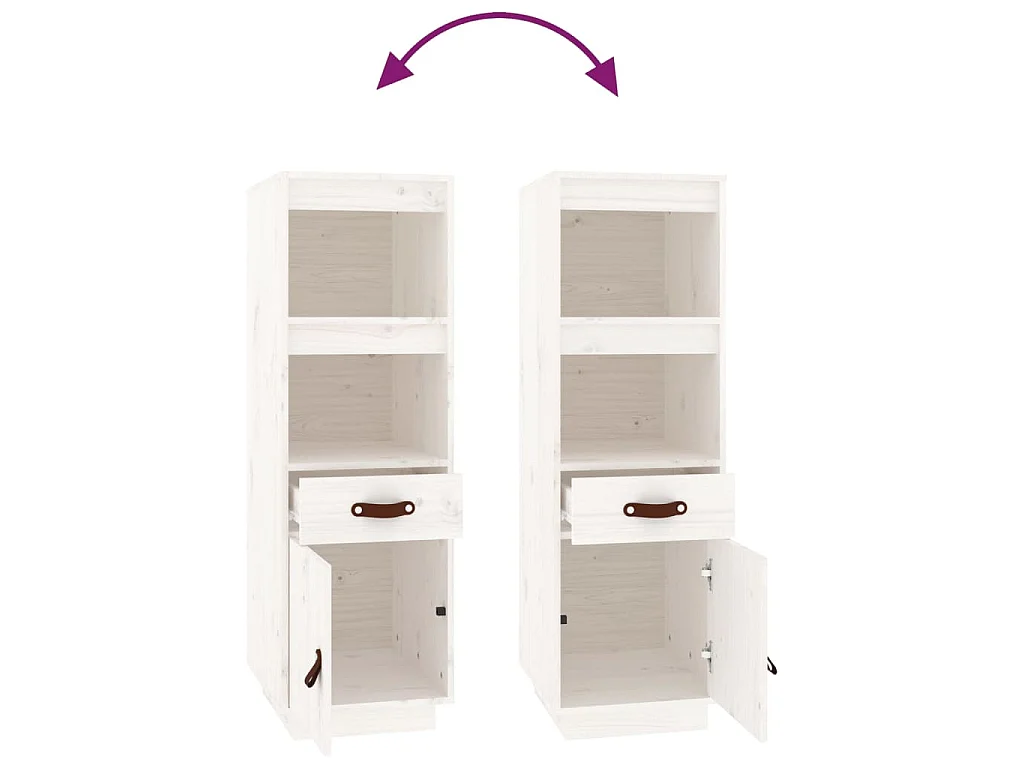 Buffet haut Blanc 34x40x108,5 cm Bois massif de pin