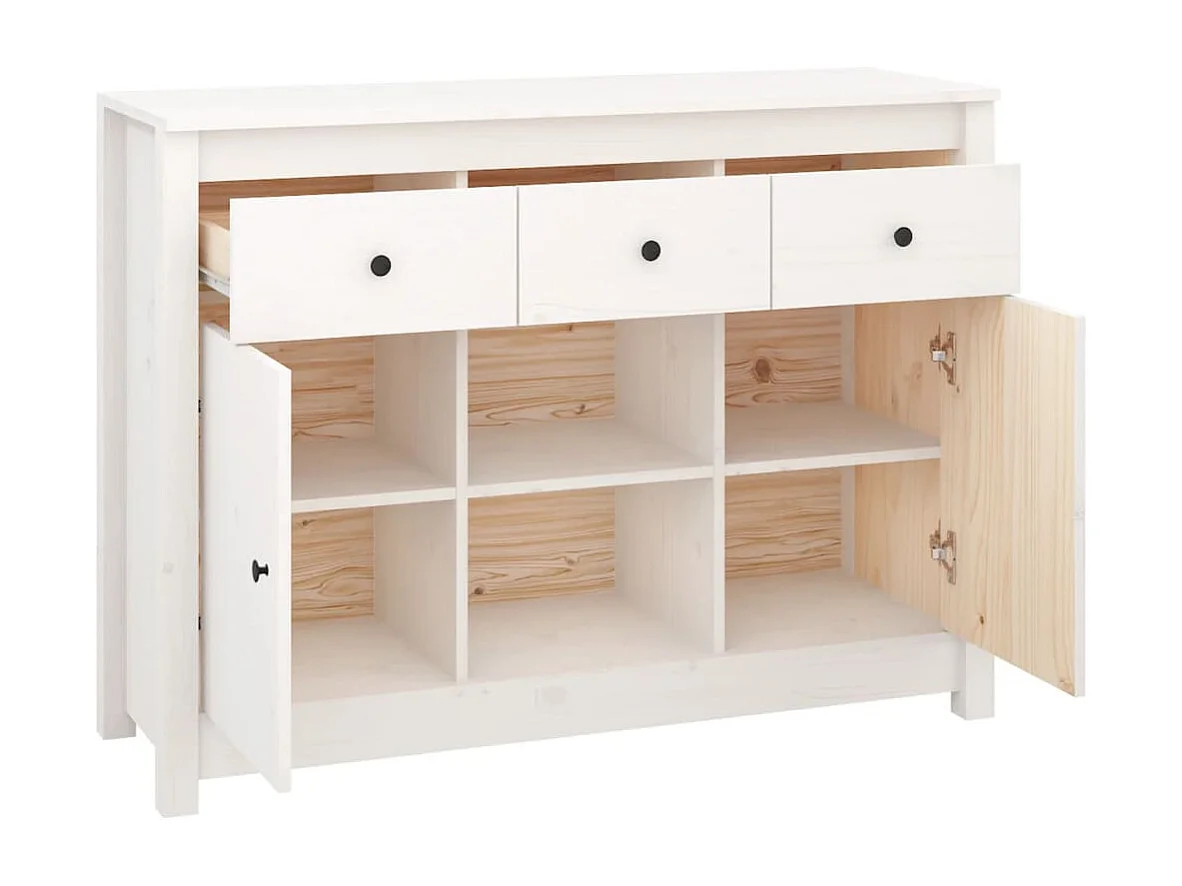 Sideboard Weiß 100x35x74,5 cm Massivholz Kiefer