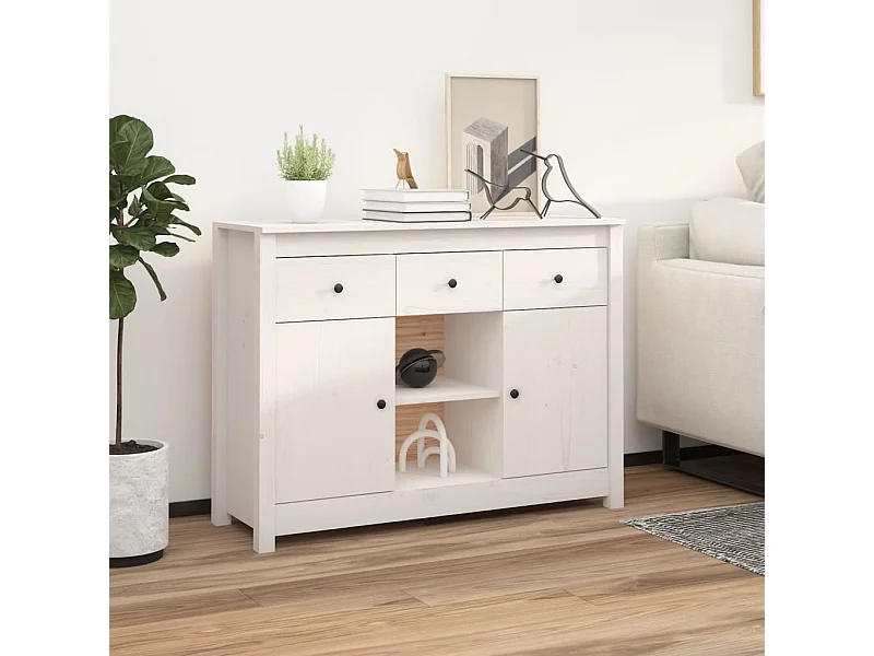 Sideboard Weiß 100x35x74,5 cm Massivholz Kiefer