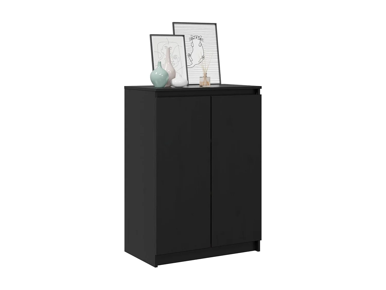 Buffet Noir 60x36x84 cm Bois de pin massif