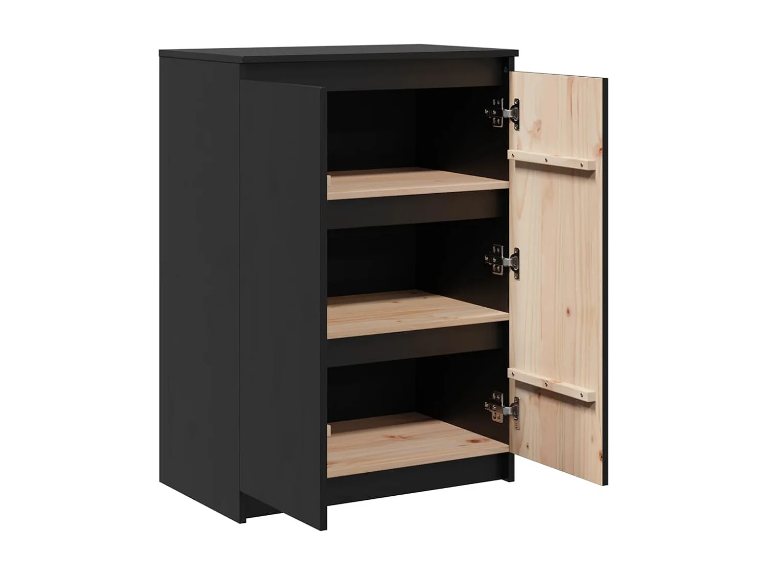 Buffet Noir 60x36x84 cm Bois de pin massif