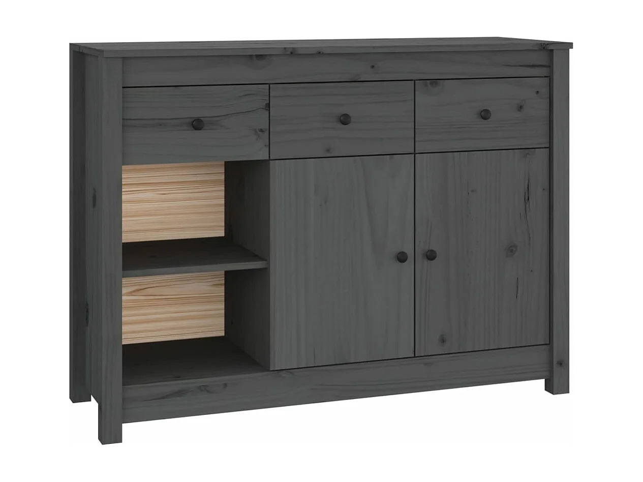 Sideboard Grau 100x35x74 cm Massivholz Kiefer