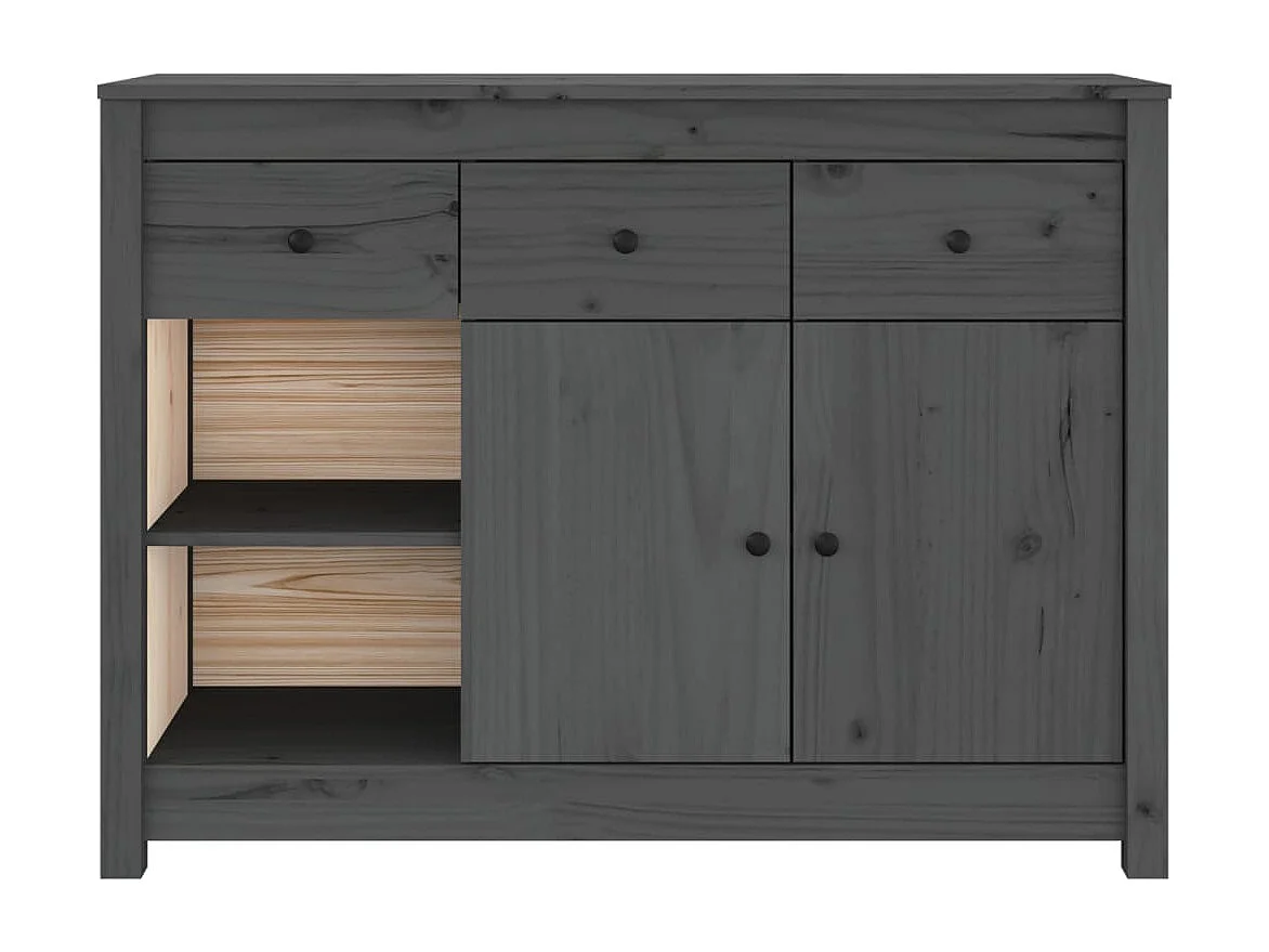 Sideboard Grau 100x35x74 cm Massivholz Kiefer