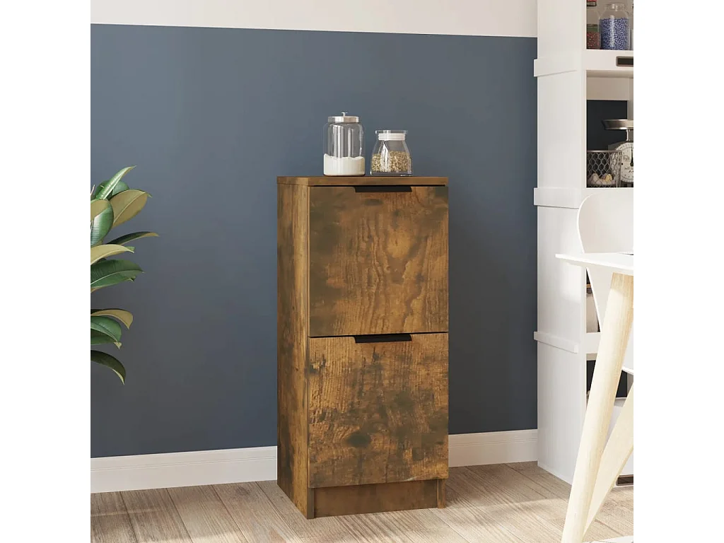 Aparador madera contrachapada color roble ahumado 30x30x70 cm