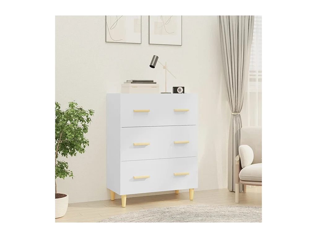 Buffet Blanc brillant 70x34x90 cm Bois d'ingénierie