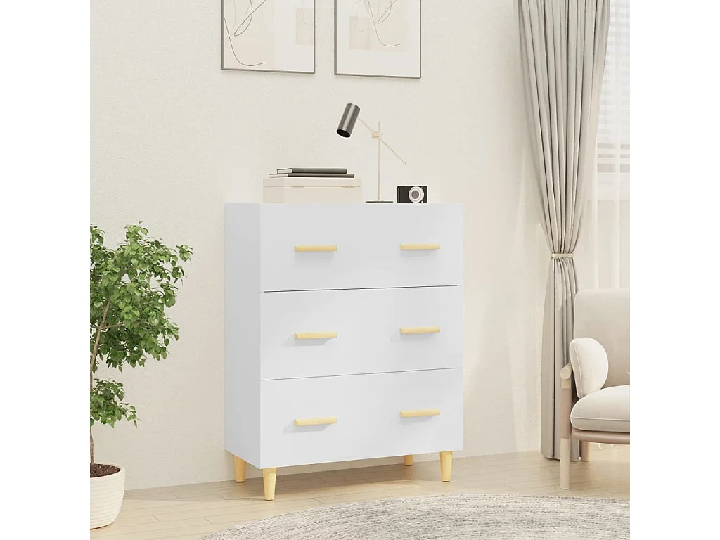 Aparador 70x34x90 cm madeira processada branco brilhante