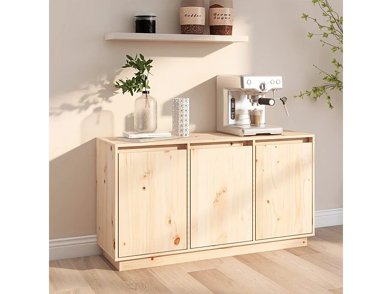 Nowoczesny Bufet z Litego Drewna Sosnowego 111x34x60 cm - Styl Współczesny, Bez LED-ów, System Szuflad