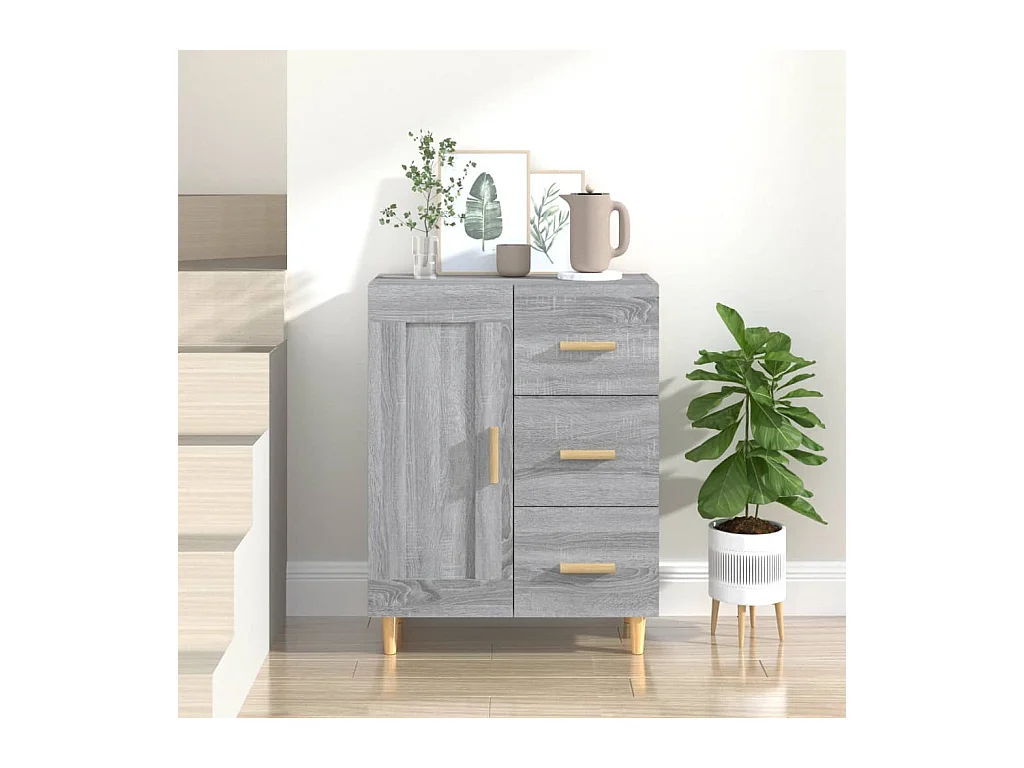 Dressoir 69,5x34x90 cm bewerkt hout grijs sonoma eikenkleurig
