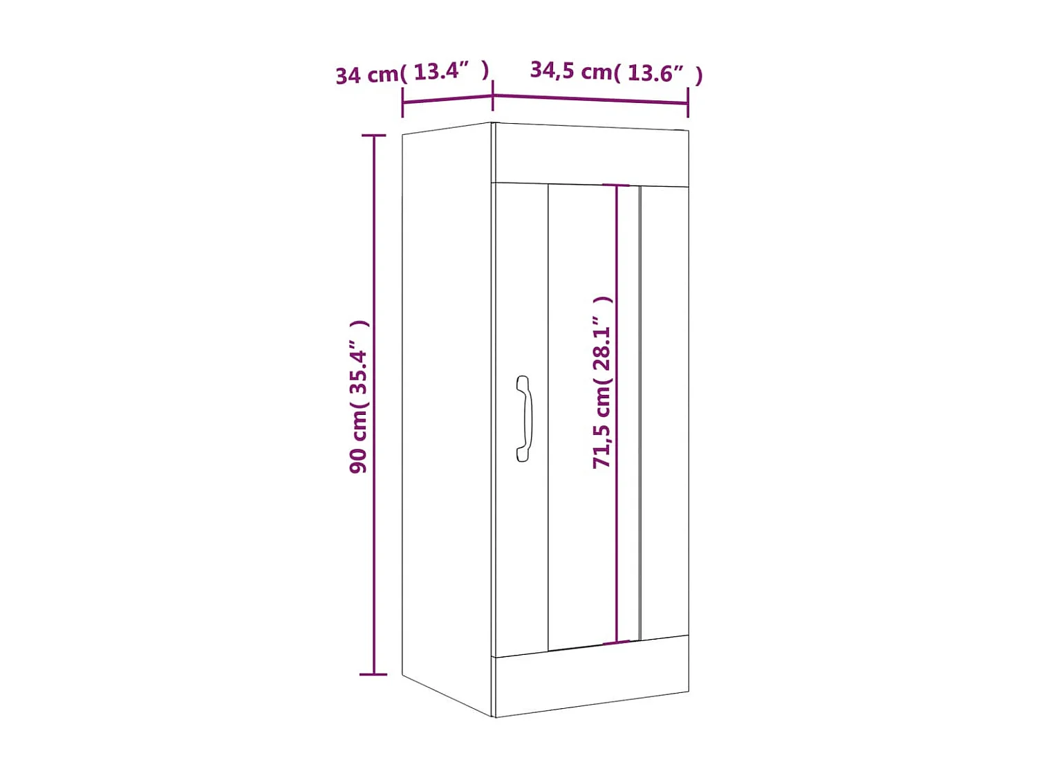 Armoire murale suspendue Sonoma gris 34,5x34x90 cm
