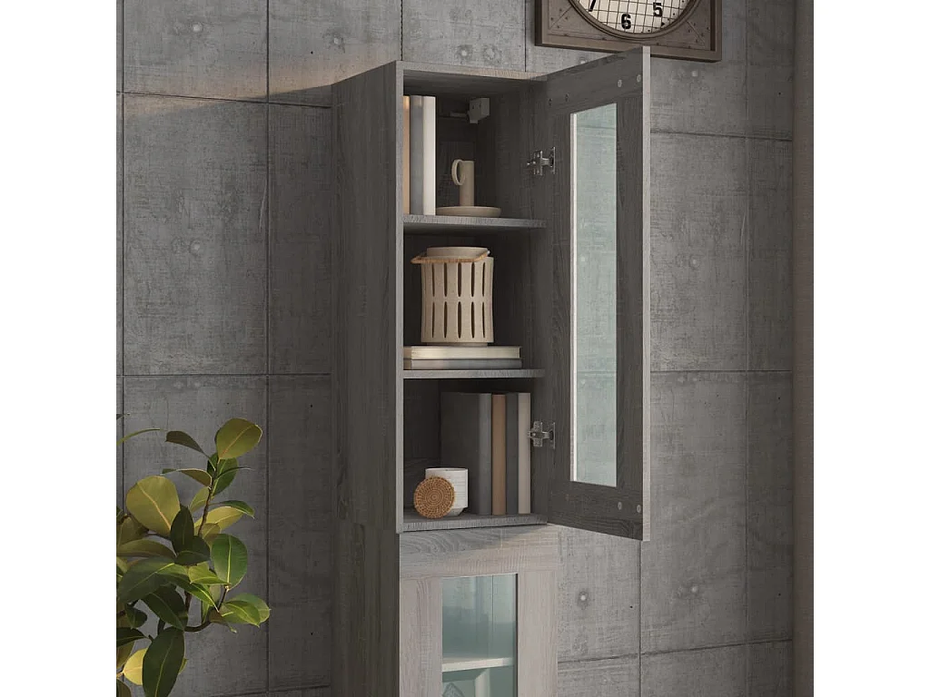 Armoire murale suspendue Sonoma gris 34,5x34x90 cm