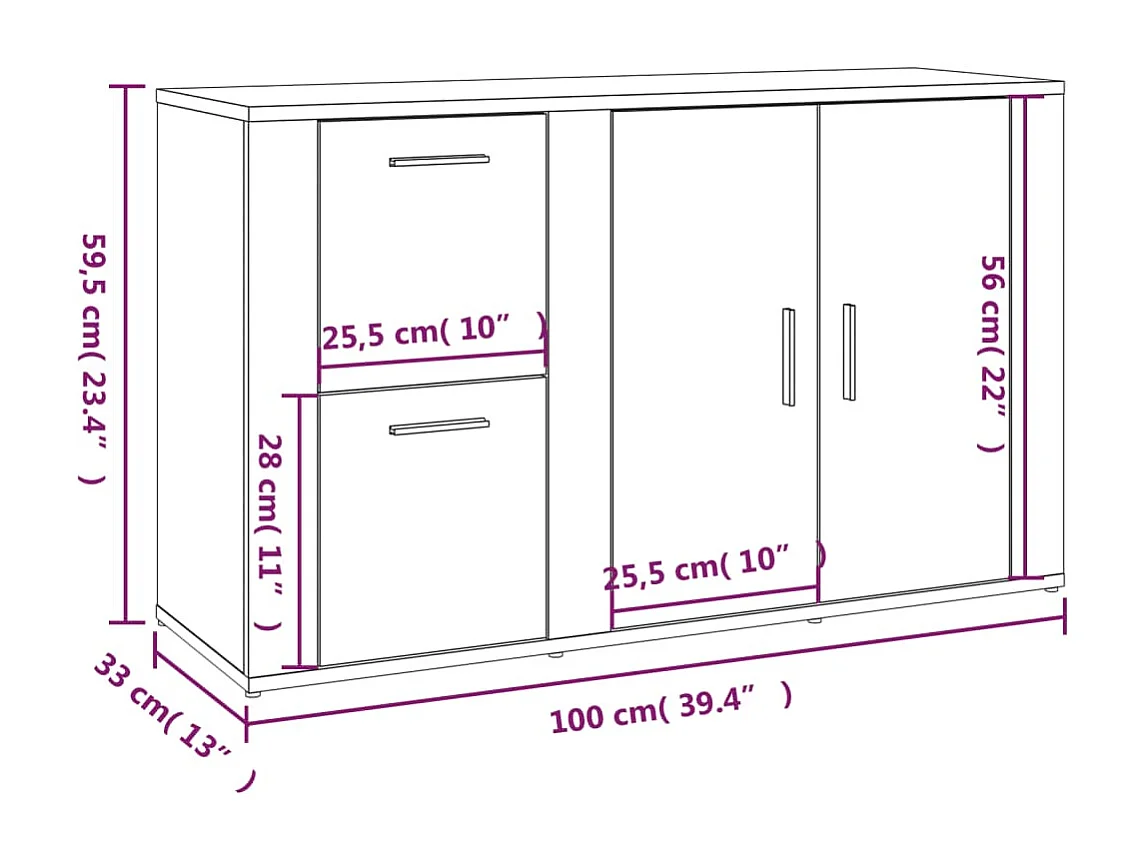 Buffet Chêne sonoma 100x33x59,5 cm Bois d'ingénierie