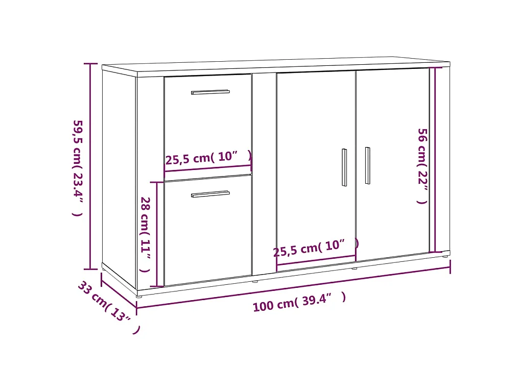 Buffet Chêne sonoma 100x33x59,5 cm Bois d'ingénierie