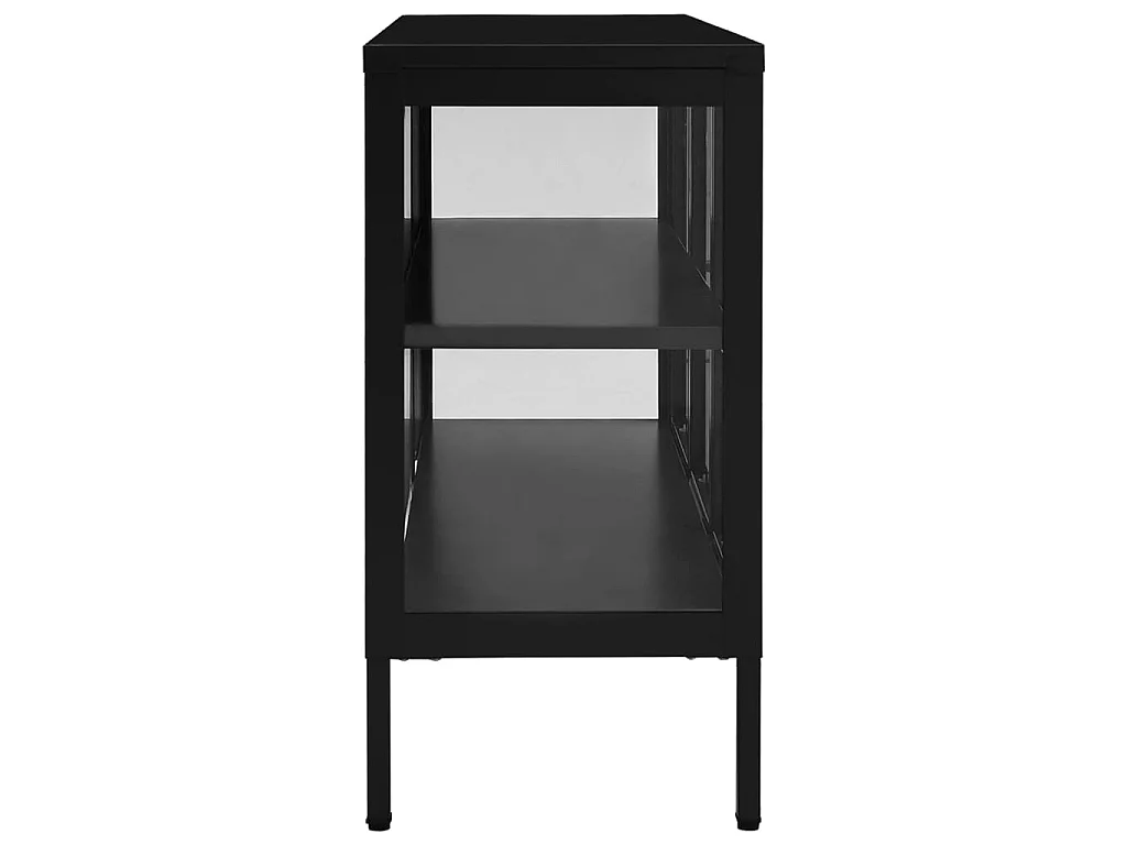 Buffet Noir 105x35x70 cm Acier et verre
