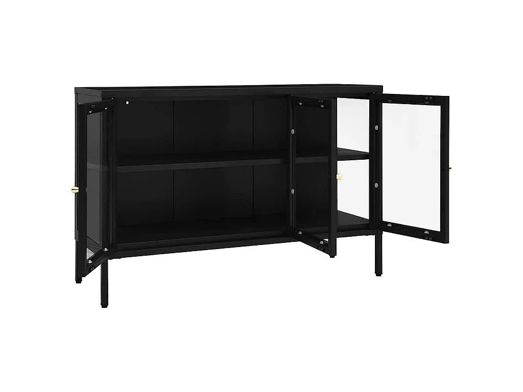 Buffet Noir 105x35x70 cm Acier et verre