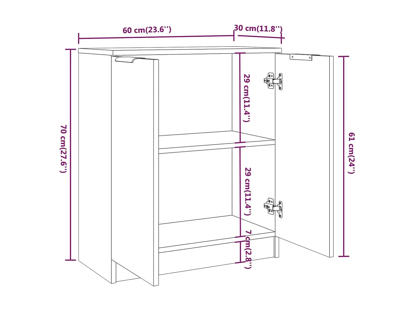Sideboard Sonoma-Eiche 60x30x70 cm Holzwerkstoff