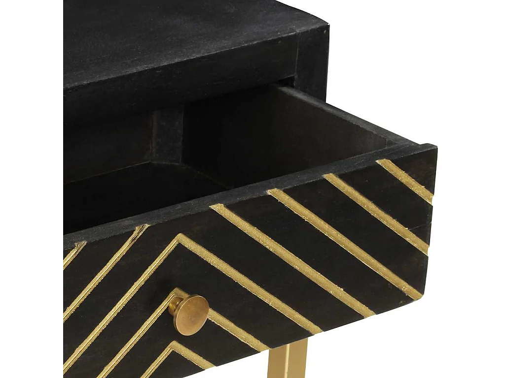Table console Noir et doré 90x30x75 cm Bois de manguier massif