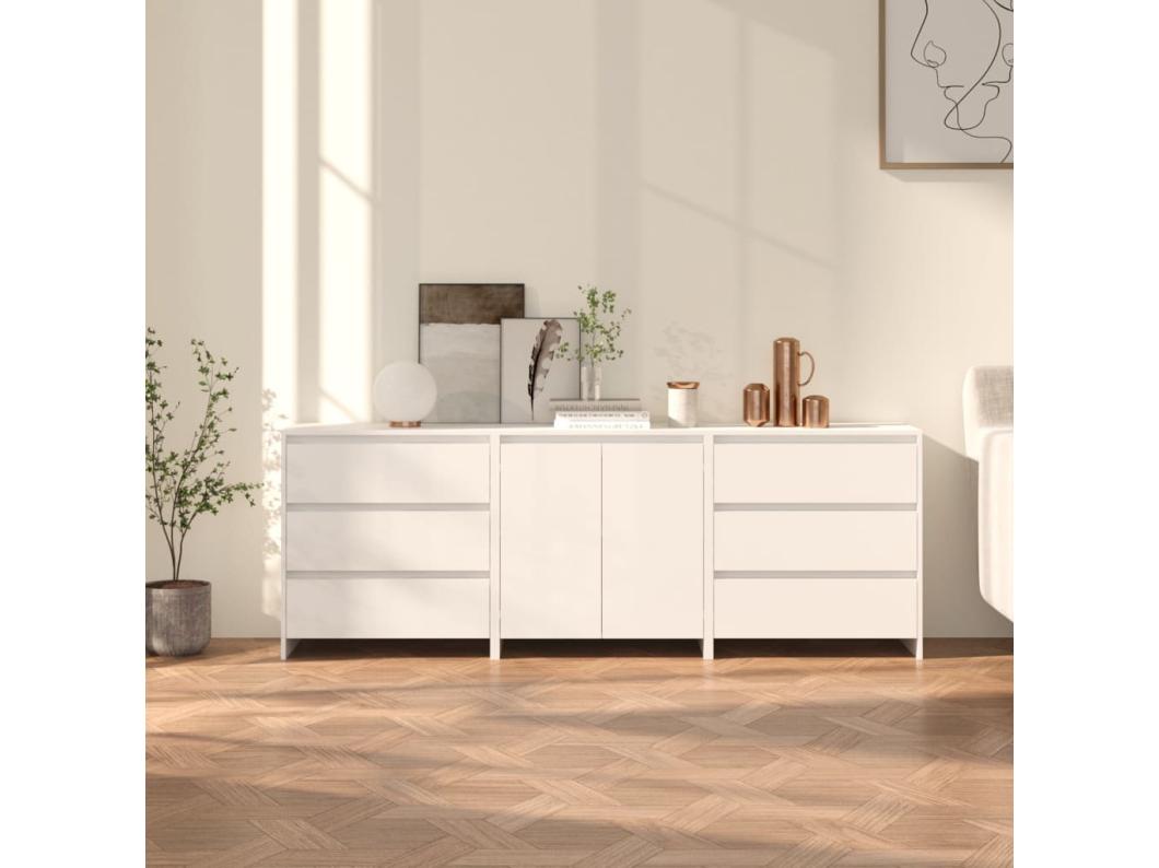 3 st Dressoirs bewerkt hout wit