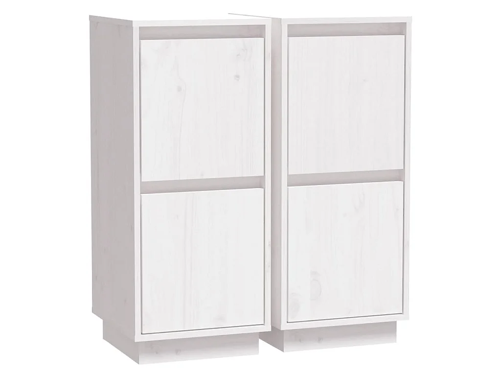 Credenze 2 pz Bianco 31,5x34x75 cm in Legno Massello di Pino