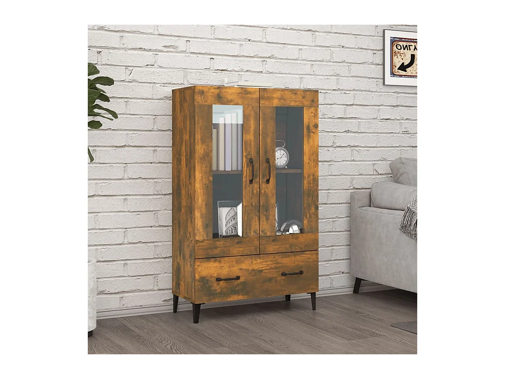 Buffet haut Chêne fumé 70x31x115 cm Bois d'ingénierie