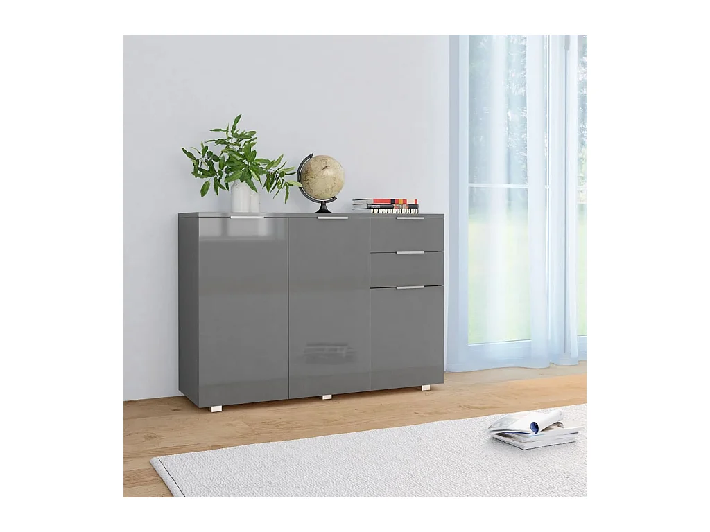 Dressoir 107x35x80,5 cm hoogglans grijs