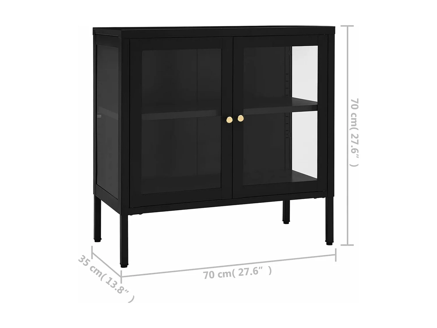 Buffet Noir 70x35x70 cm Acier et verre