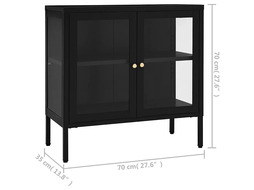 Sideboard Schwarz 70x35x70 cm Stahl und Glas