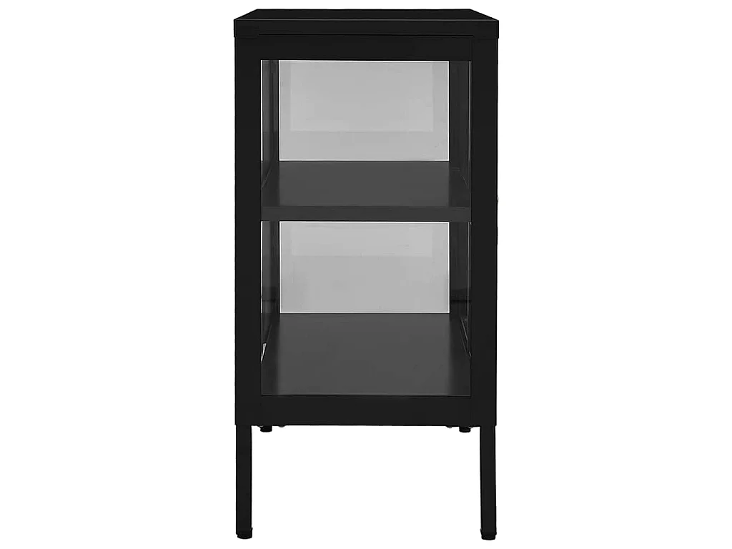 Aparador de acero y vidrio negro 70x35x70 cm