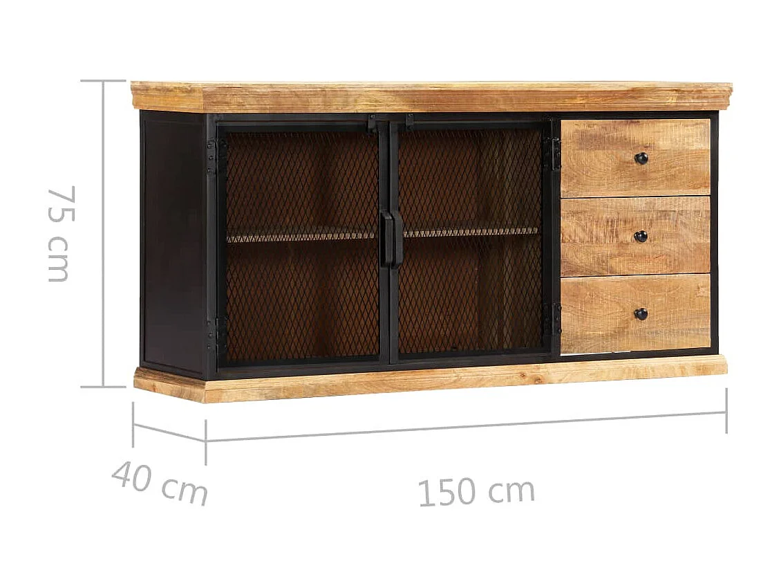 Dressoir 150x40x75 cm massief mangohout