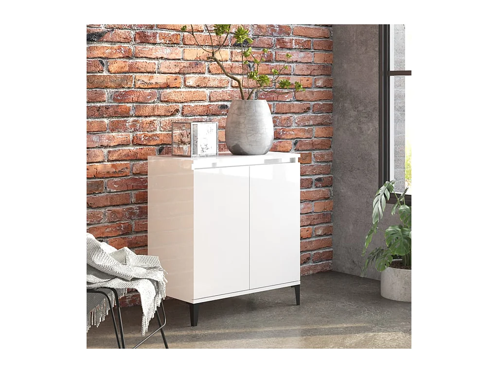 Buffet blanc brillant 60x35x70 cm bois d'ingénierie