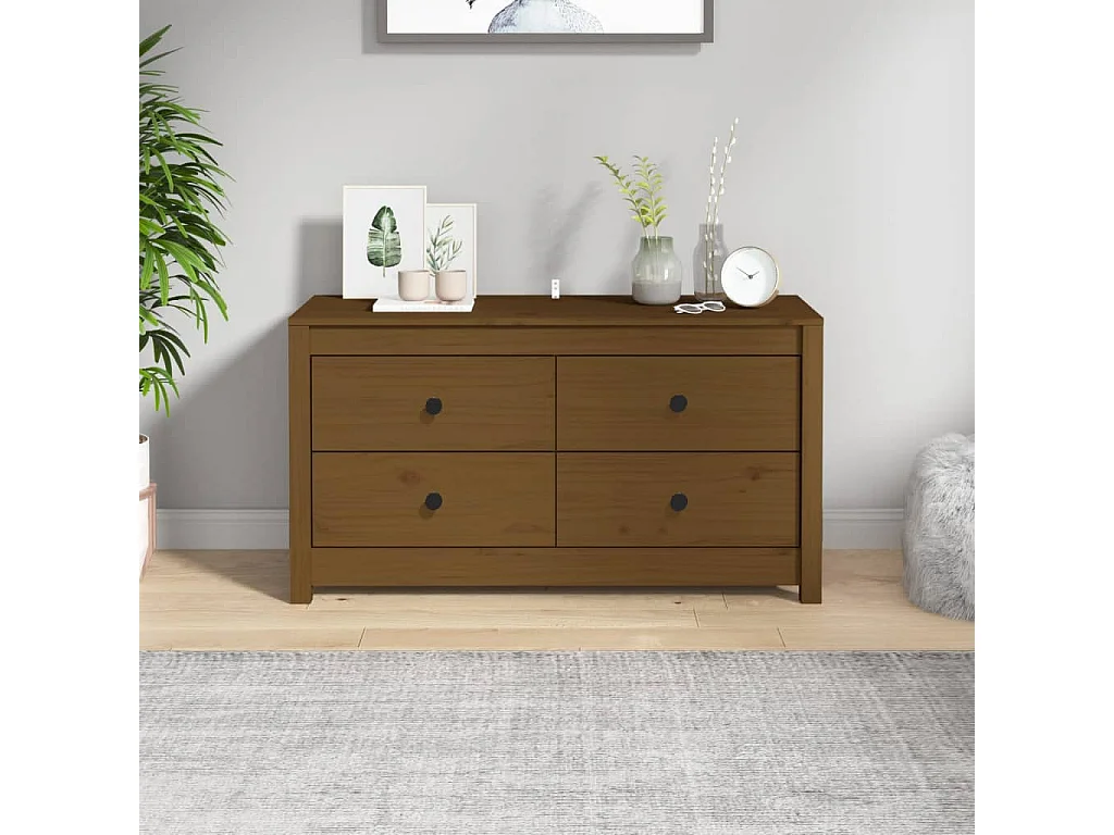 Beistellschrank Honigbraun 100x40x54 cm Massivholz Kiefer