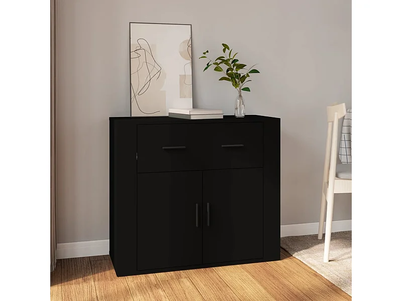 Buffet Noir 80x33x70 cm Bois d'ingénierie