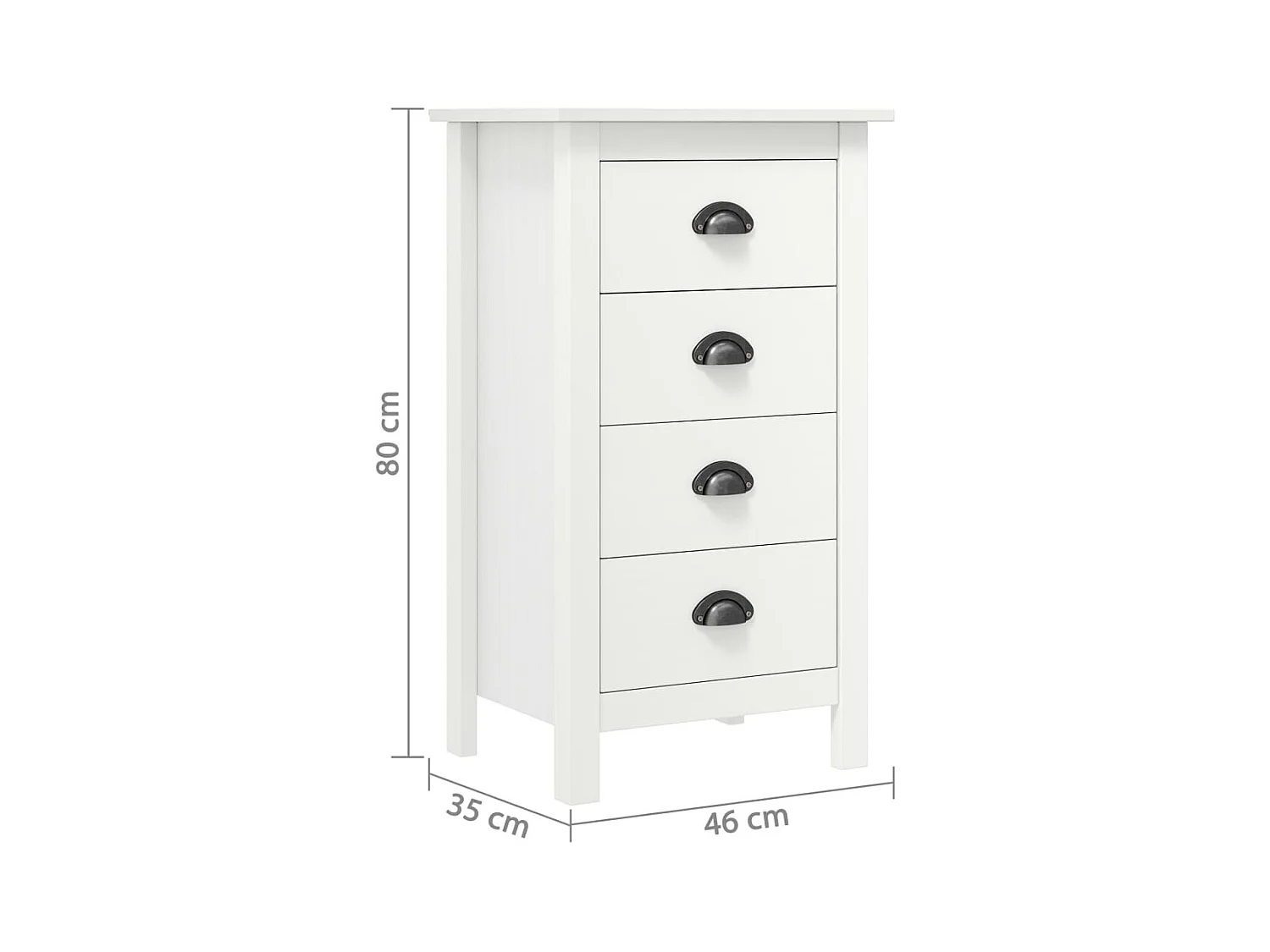 Sideboard Hill Weiß 46x35x80 cm Massivholz Kiefer