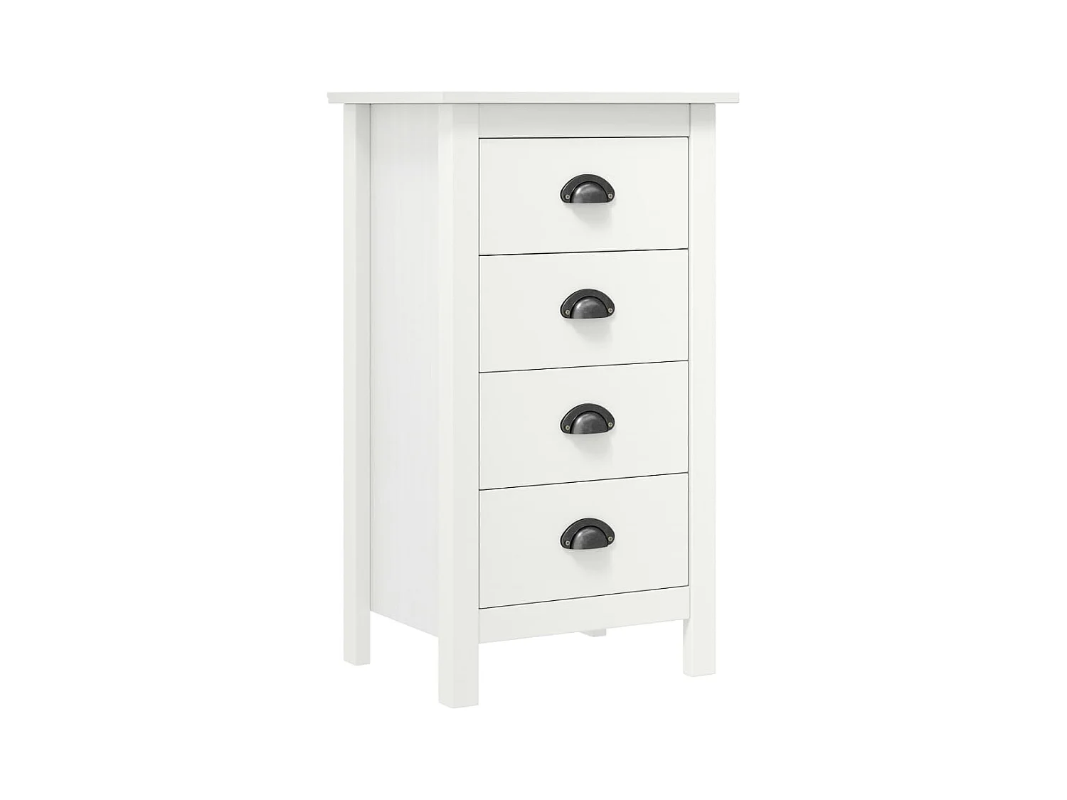 Credenza Hill Bianca 46x35x80 cm in Legno Massello di Pino