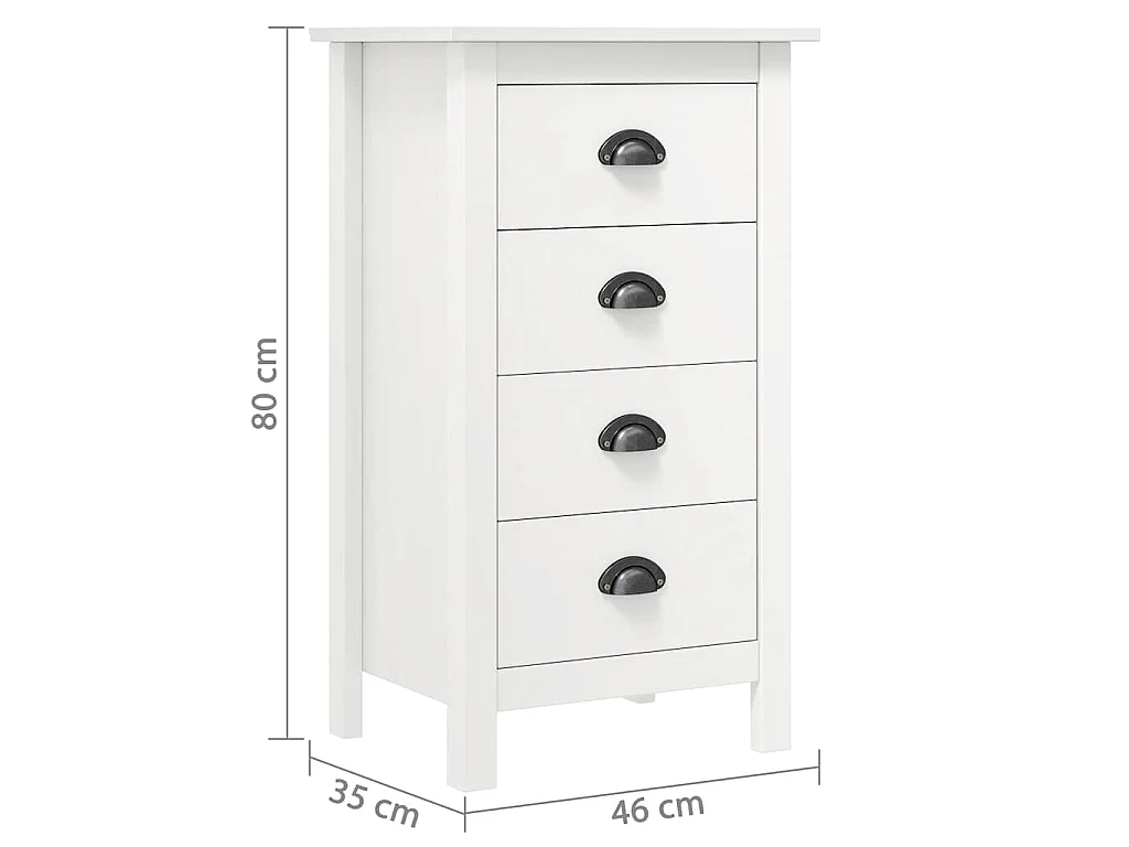 Buffet Hill Blanc 46x35x80 cm Bois de pin solide