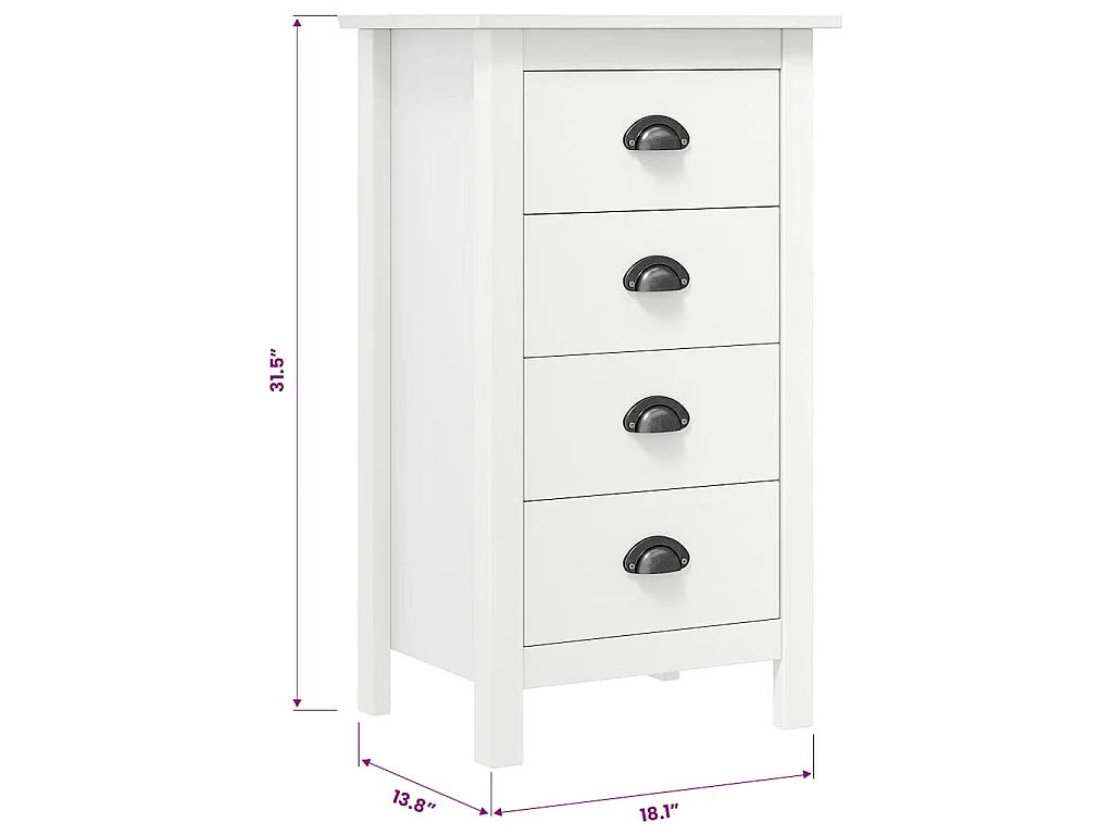 Buffet Hill Blanc 46x35x80 cm Bois de pin solide