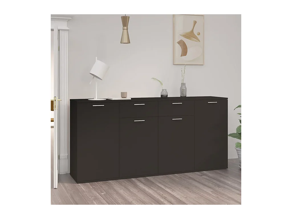 Buffet Noir 160x36x75 cm Bois d'ingénierie