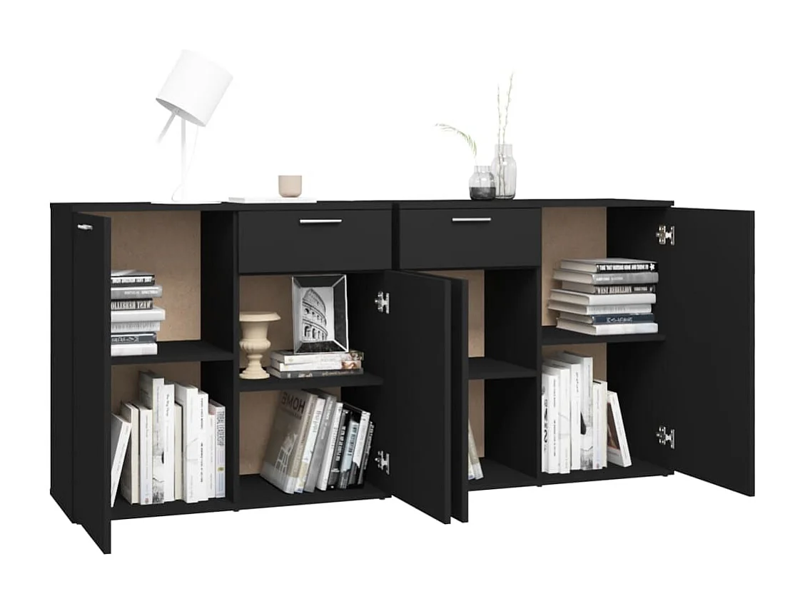 Aparador 160x36x75 cm contraplacado preto