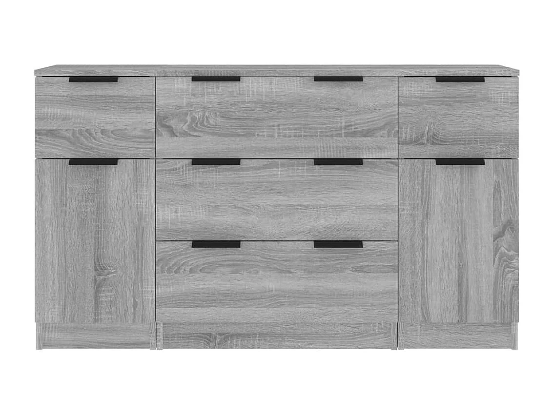 Ensemble de buffets 3 pcs Sonoma gris Bois d'ingénierie