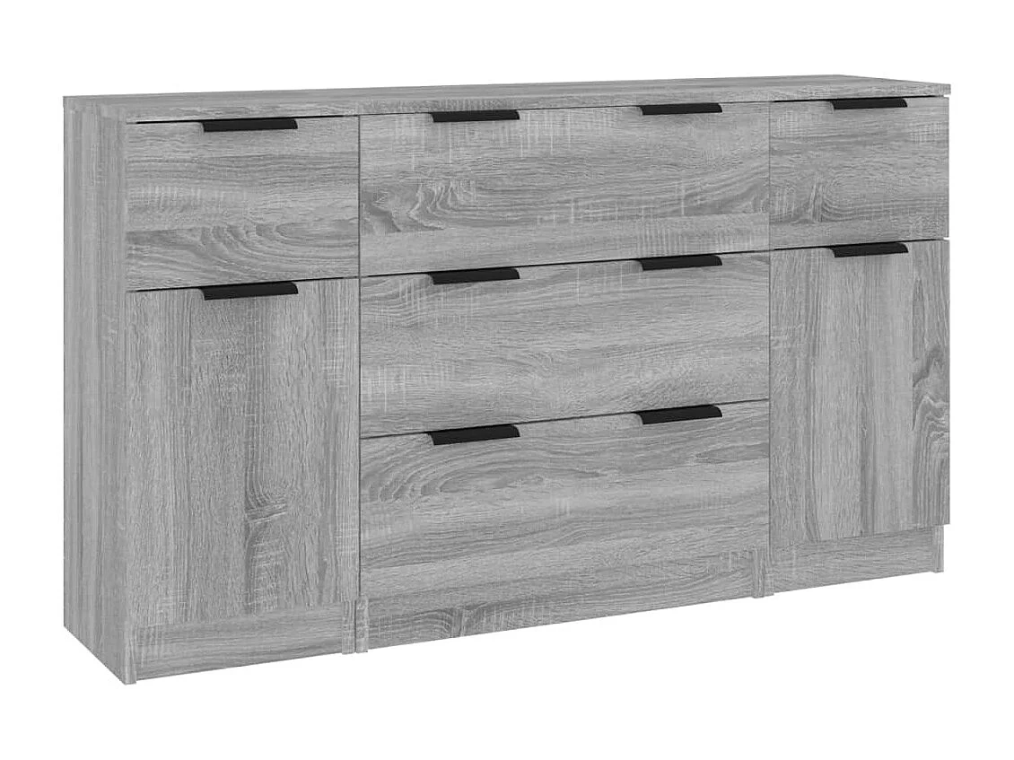 Ensemble de buffets 3 pcs Sonoma gris Bois d'ingénierie