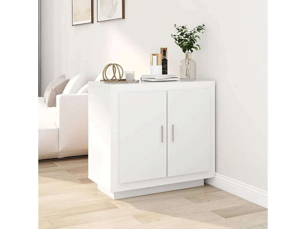 Aparador de madera contrachapada blanco 80x40x75 cm