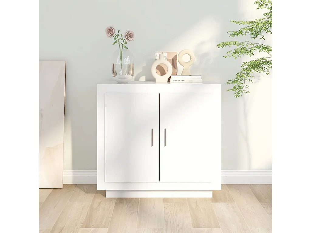 Aparador de madera contrachapada blanco 80x40x75 cm