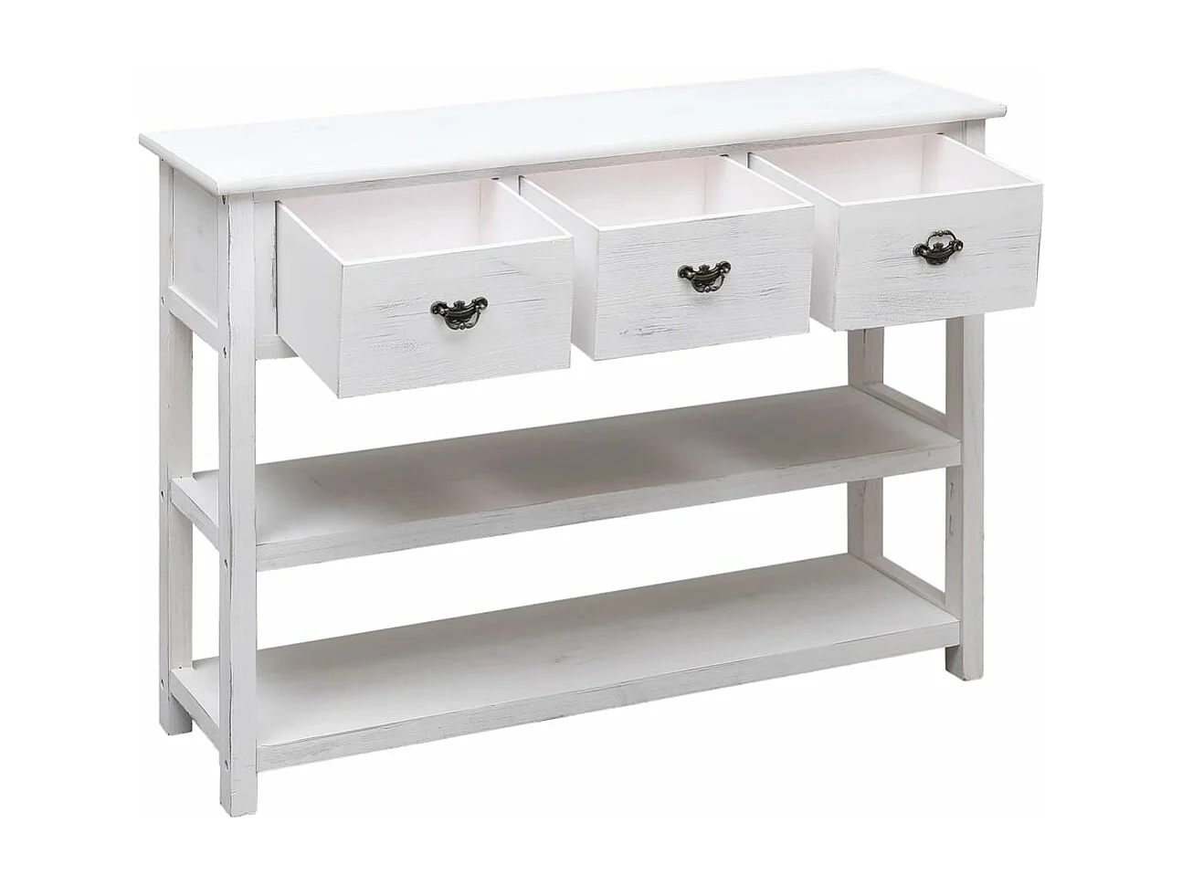 Dressoir 108x30x76 cm massief paulowniahout antiekwit