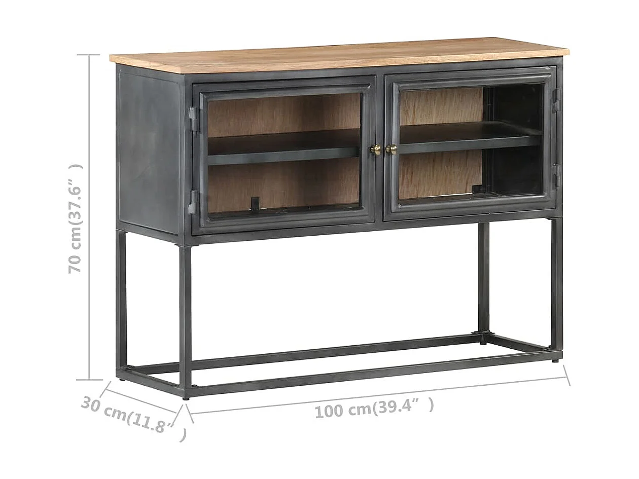 Buffet Gris 100x30x70 cm Bois d'acacia massif