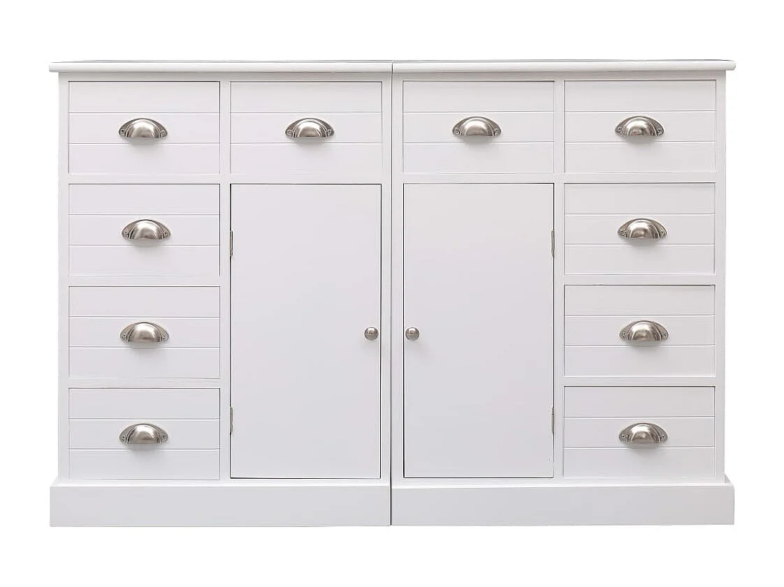 Buffet avec 10 tiroirs Blanc 113x30x79 cm Bois