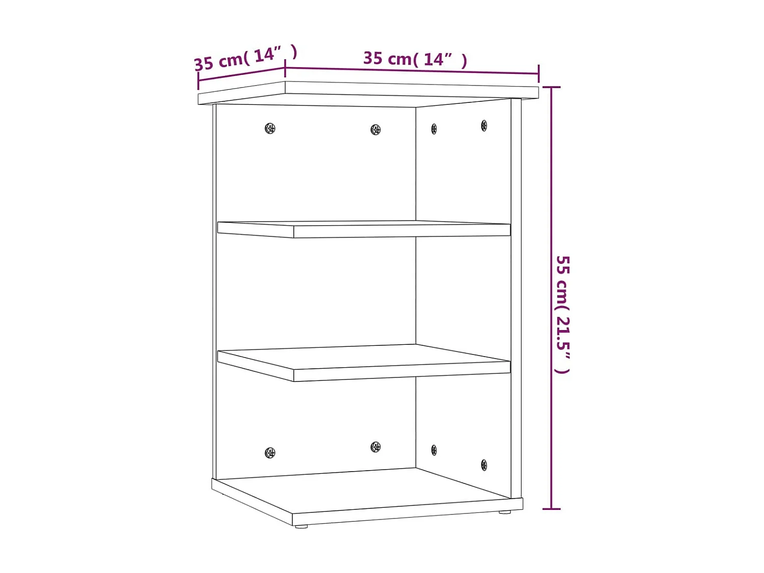 Bijzetkast 35x35x55 cm bewerkt hout betongrijs